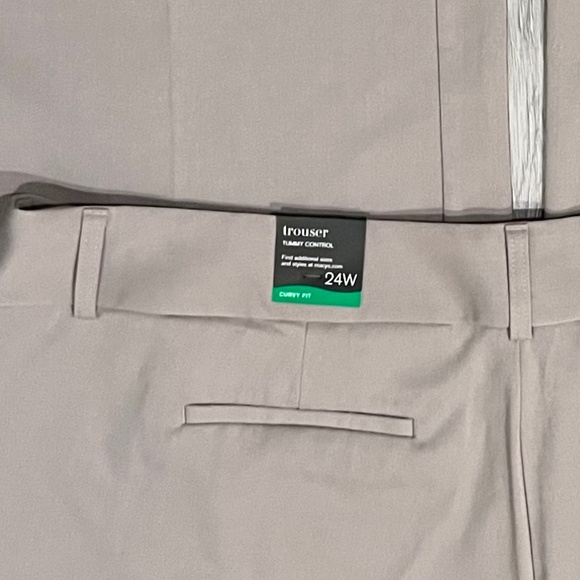 Alfani Women's Beige Tummy Control Curvy Fit Trouser Leg Pants Plus Size 24W - Picture 10 of 13